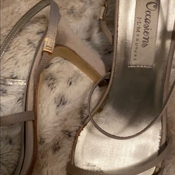 NEW Metallic pewter strappy chunky heels wedding prom - Picture 4 of 4